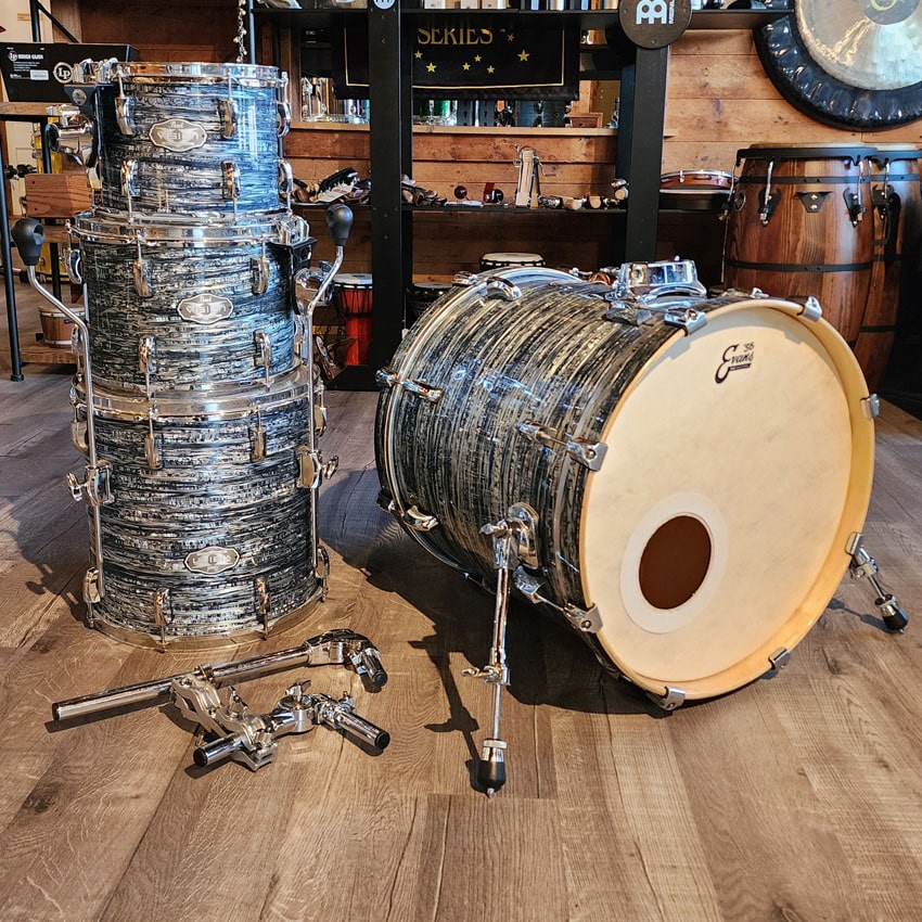 Used Pearl Vision Birch 4pc Drum Set Black Strata Wrap Finish - Good - Drum Center Of Portsmouth