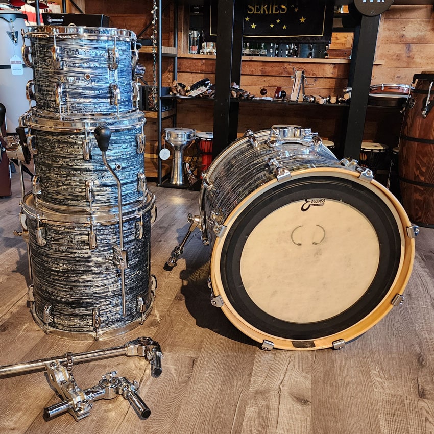 Used Pearl Vision Birch 4pc Drum Set Black Strata Wrap Finish - Good - Drum Center Of Portsmouth