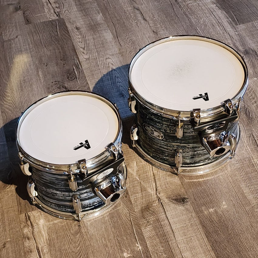 Used Pearl Vision Birch 4pc Drum Set Black Strata Wrap Finish - Good - Drum Center Of Portsmouth