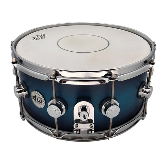 Used DW Collectors Cherry HVLT Snare Drum 14x6.5 Blue Burst - Very Good - Drum Center Of Portsmouth