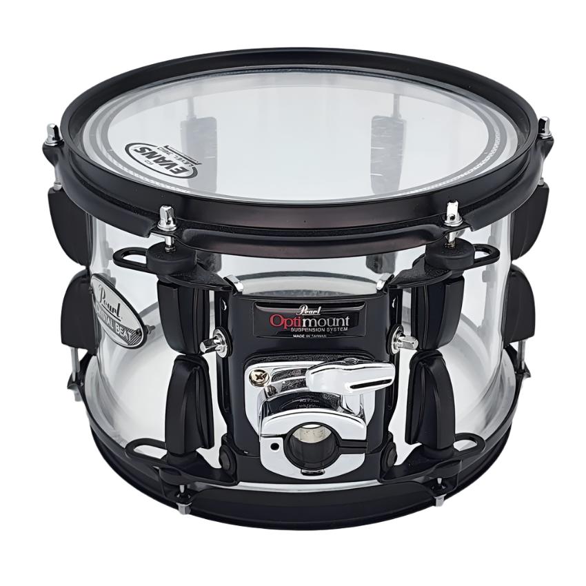 Used Pearl Crystal Beat Tom 10x7 Ultra Clear w/ Black Hardware - Very Good - Drum Center Of Portsmouth
