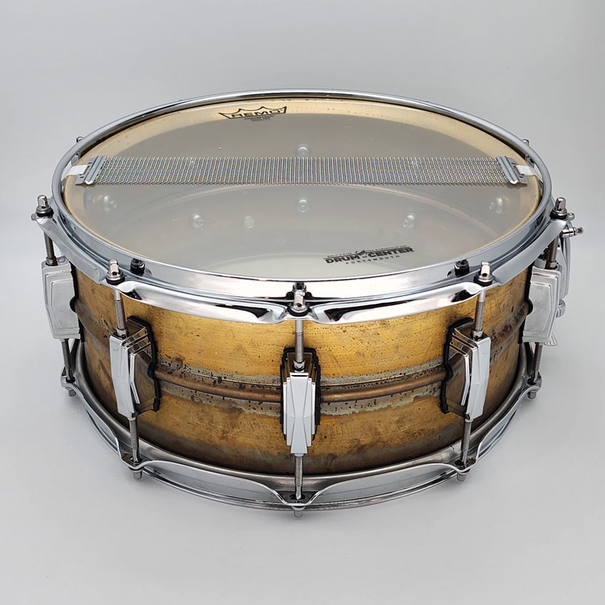 Used Ludwig LB464R Raw Brass Phonic Snare Drum 14x6.5 - Good - Drum Center Of Portsmouth