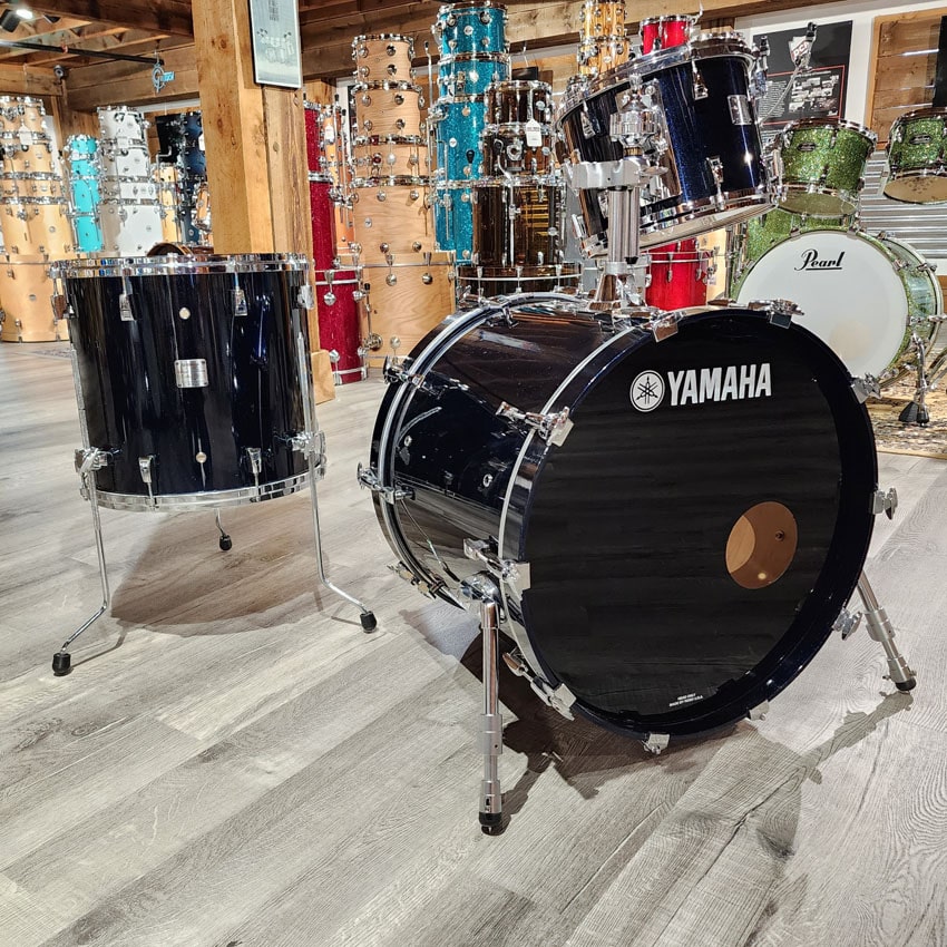 Used Yamaha Maple Custom Absolute 3pc Drum Set Blue Sparkle MIJ - Good - Drum Center Of Portsmouth
