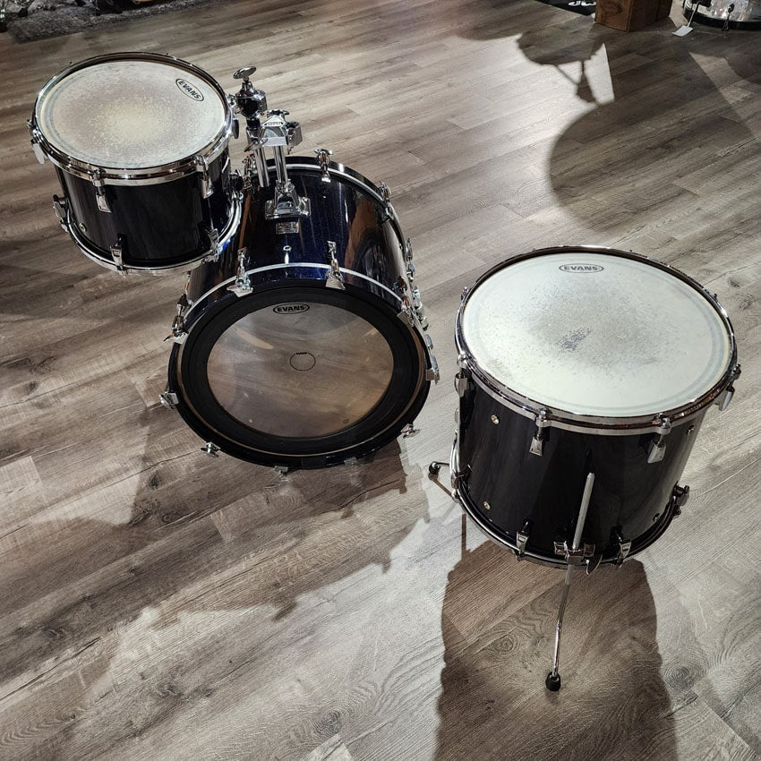 Used Yamaha Maple Custom Absolute 3pc Drum Set Blue Sparkle MIJ - Good - Drum Center Of Portsmouth