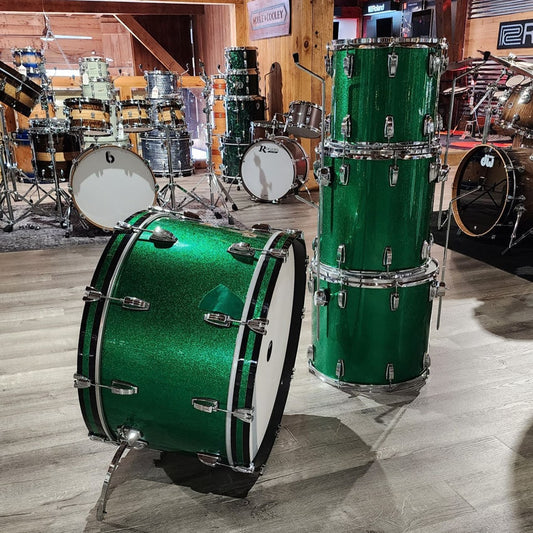 Used Ludwig Classic Maple 4pc Drum Set Green Sparkle - Very Good - Drum Center Of Portsmouth