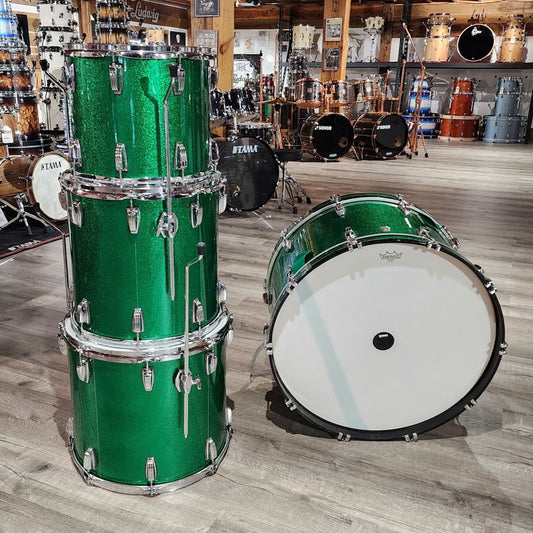 Used Ludwig Classic Maple 4pc Drum Set Green Sparkle - Very Good - Drum Center Of Portsmouth