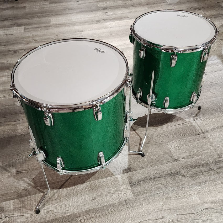 Used Ludwig Classic Maple 4pc Drum Set Green Sparkle - Very Good - Drum Center Of Portsmouth
