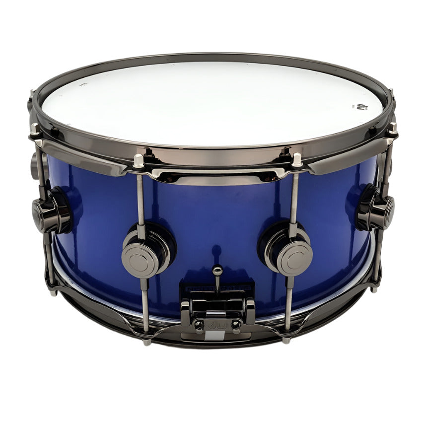 Used DW Collectors Brass Snare Drum 14x6.5 Blue w/Black Nickel Hw - Very Good - Drum Center Of Portsmouth