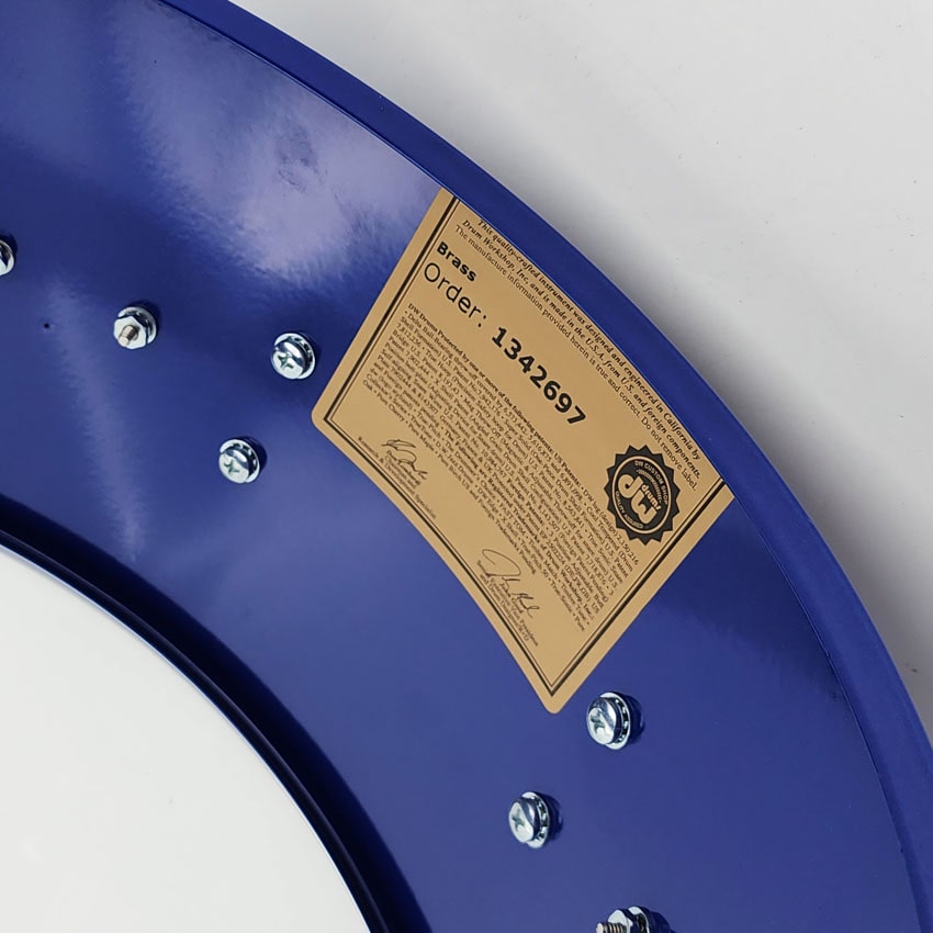 Used DW Collectors Brass Snare Drum 14x6.5 Blue w/Black Nickel Hw - Very Good - Drum Center Of Portsmouth