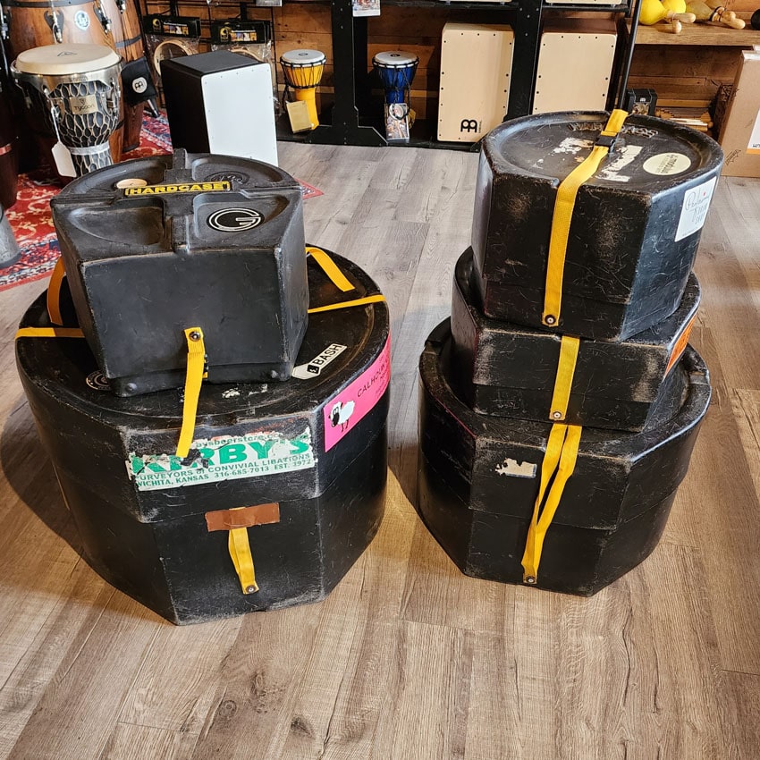 Used Hardcase 5pc Drum Set Cases Black - Fair - Drum Center Of Portsmouth
