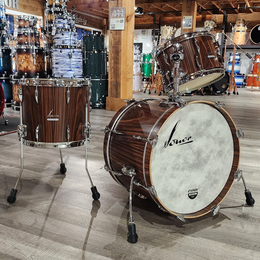 Used Sonor Vintage 3pc Drum Set Rosewood Semi Gloss - Very Good - Drum Center Of Portsmouth