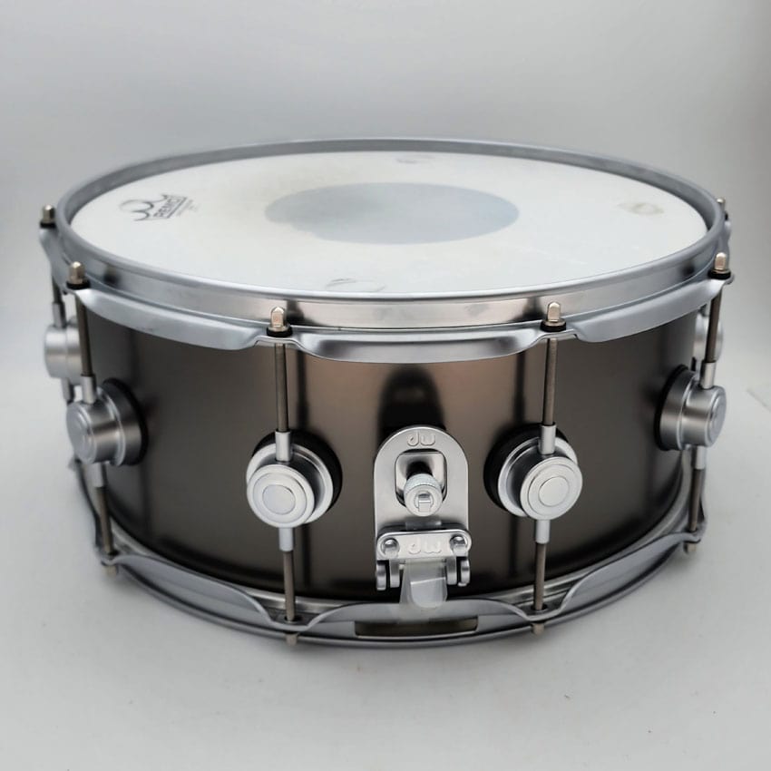Used DW Collectors Satin Black Brass Snare Drum 14x6.5 w/Satin Hw - Excellent - Drum Center Of Portsmouth
