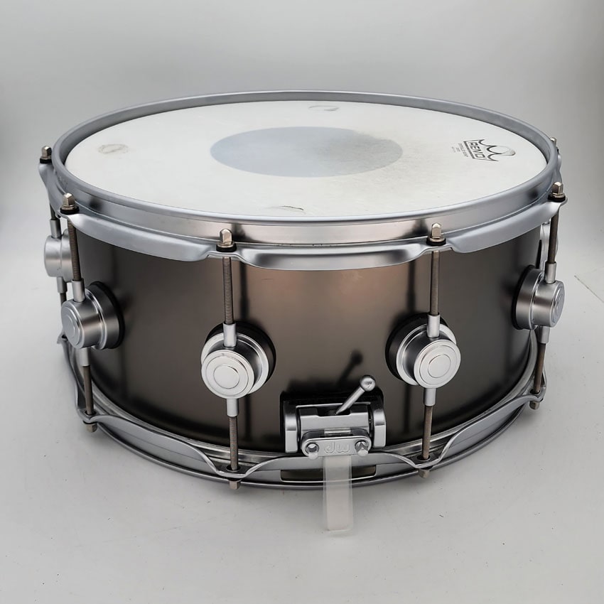 Used DW Collectors Satin Black Brass Snare Drum 14x6.5 w/Satin Hw - Excellent - Drum Center Of Portsmouth