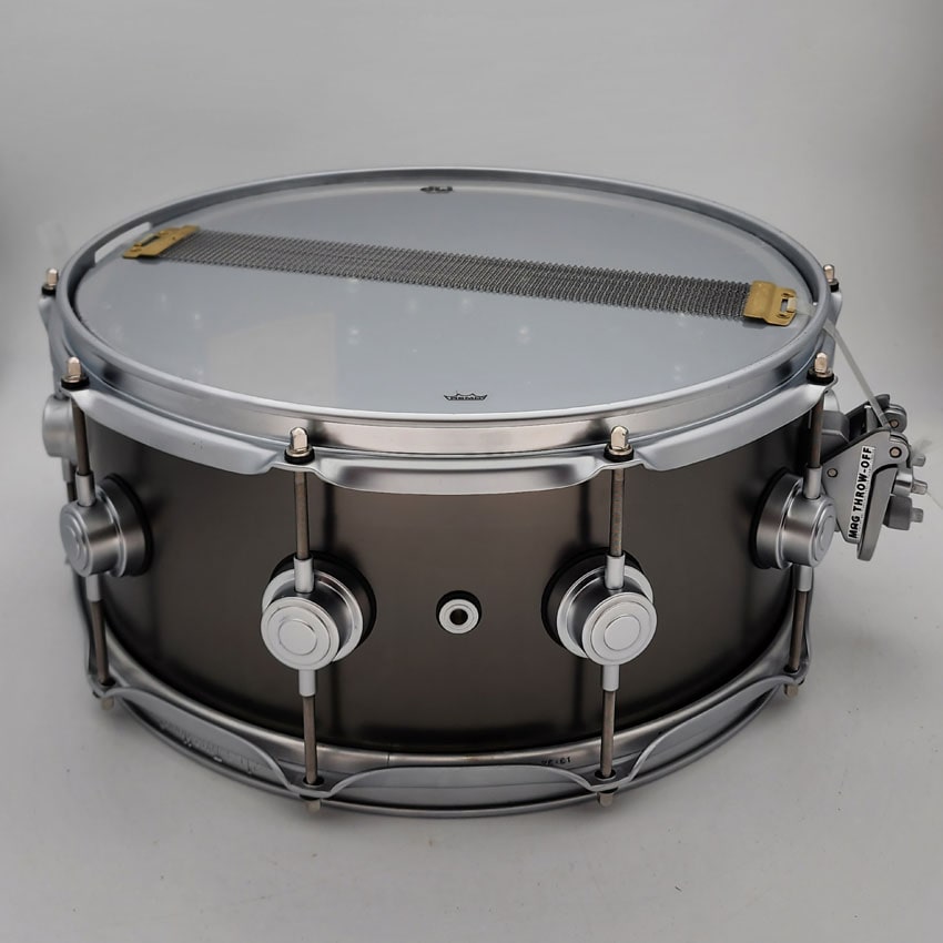 Used DW Collectors Satin Black Brass Snare Drum 14x6.5 w/Satin Hw - Excellent - Drum Center Of Portsmouth