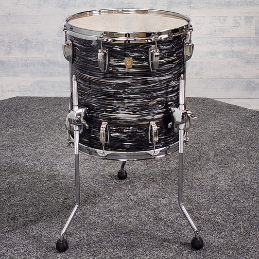 Used Ludwig Classic Maple Floor Tom 14x14 Vintage Black Oyster - Very Good - Drum Center Of Portsmouth