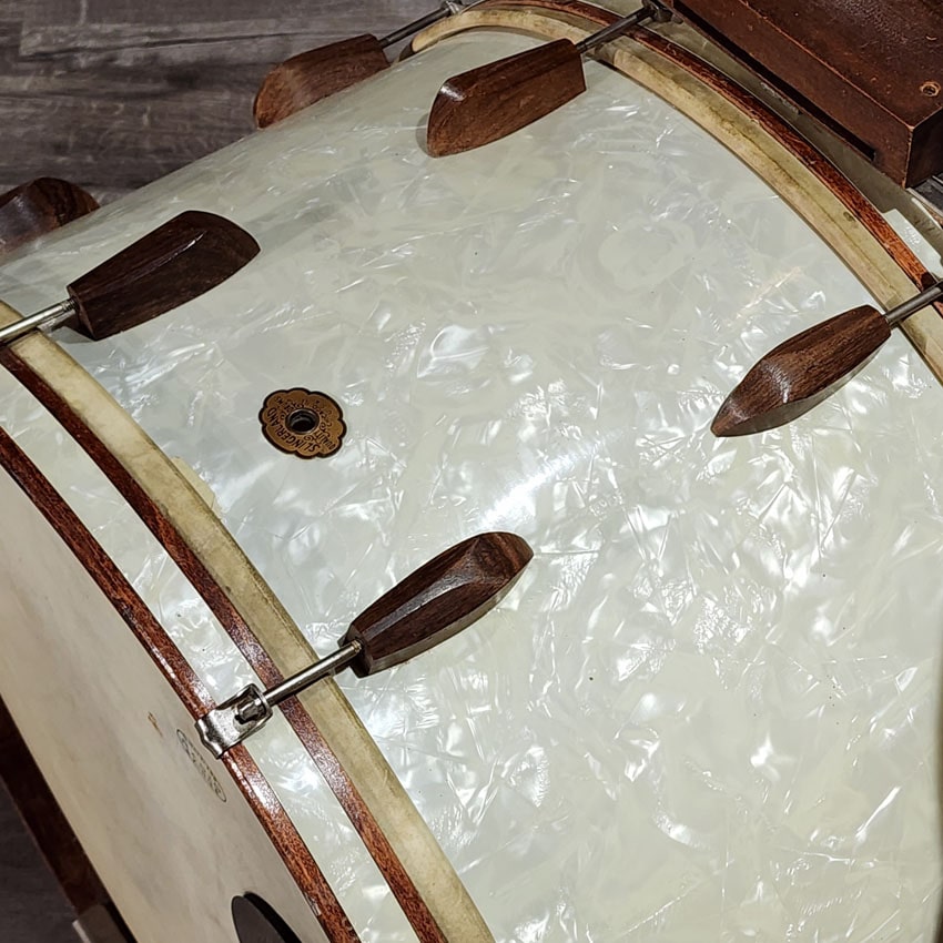 Used Vintage Slingerland Radio King "Rolling Bomber" Drum Set White Pearl - Good - Drum Center Of Portsmouth