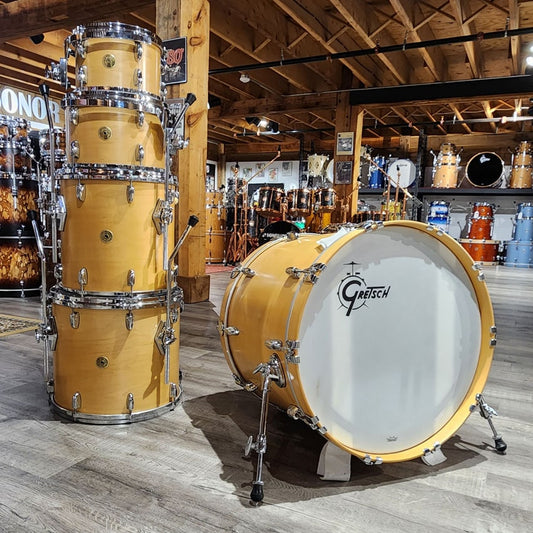 Used Gretsch USA Custom 5pc Drum Set Satin Natural - Very Good - Drum Center Of Portsmouth