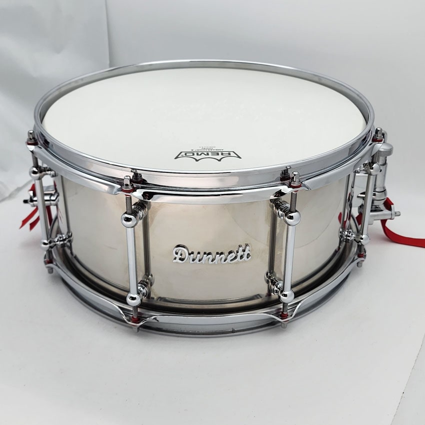 Used Dunnett Polished Stainless Steel Snare Drum 14x6.5 - Very Good - Drum Center Of Portsmouth