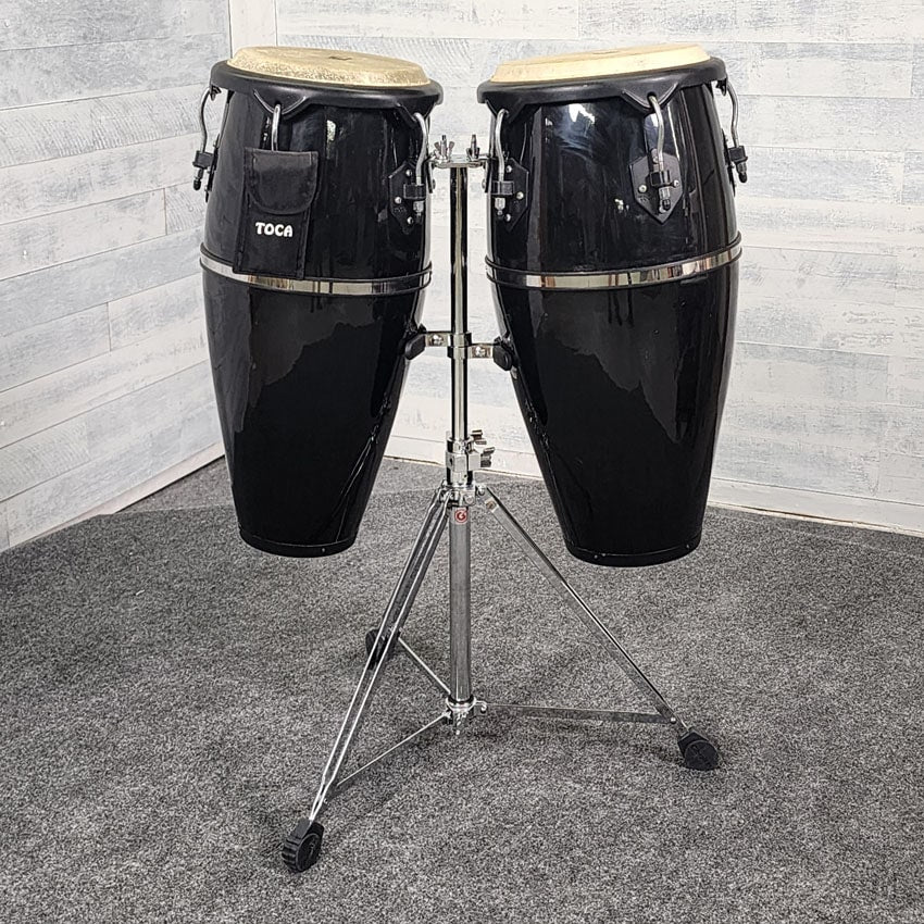 Used Toca Players Series Congas Black w/Stand - Good - Drum Center Of Portsmouth