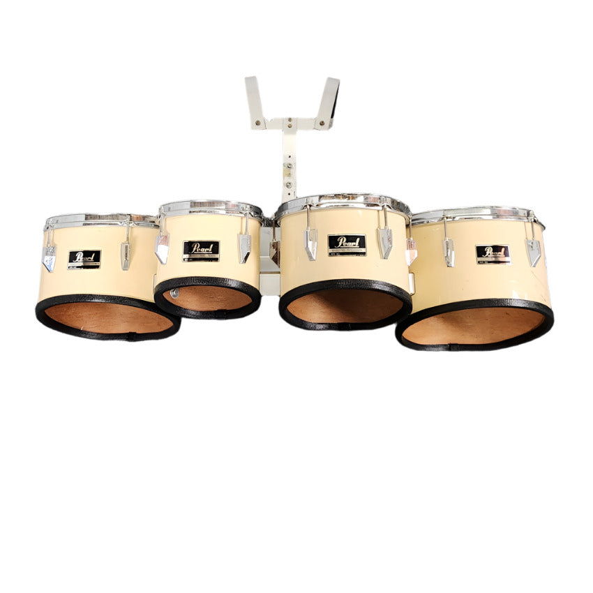 Used Pearl Marching Percussion Quad Tenor Drums w/Carrier - Fair - Drum Center Of Portsmouth