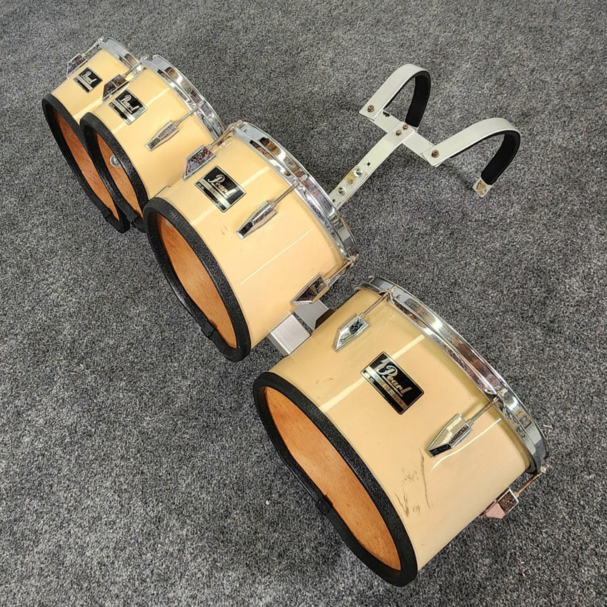 Used Pearl Marching Percussion Quad Tenor Drums w/Carrier - Fair - Drum Center Of Portsmouth