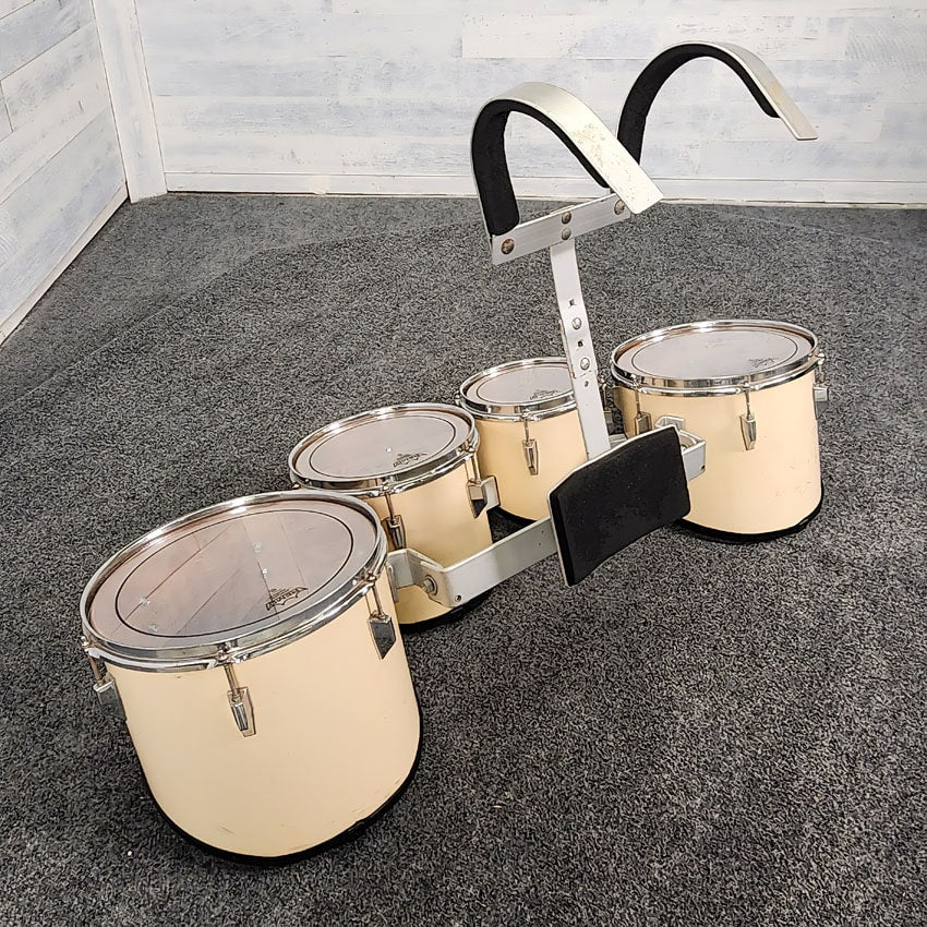 Used Pearl Marching Percussion Quad Tenor Drums w/Carrier - Fair - Drum Center Of Portsmouth