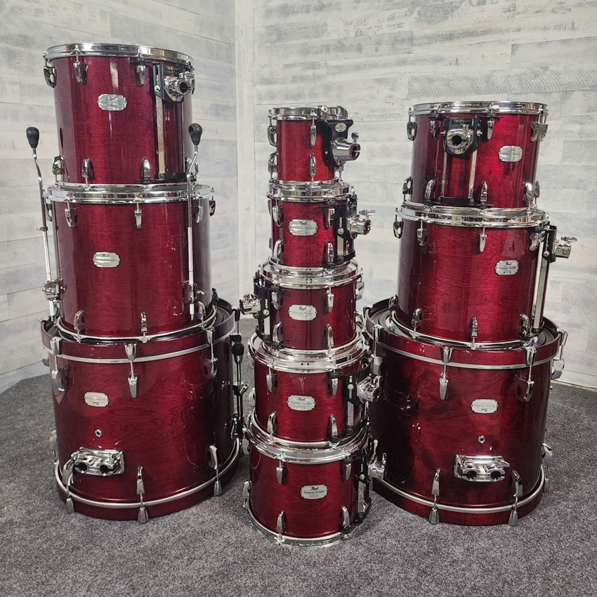 Used Pearl Session Studio 11pc Drum Set Wine Red - Good - Drum Center Of Portsmouth