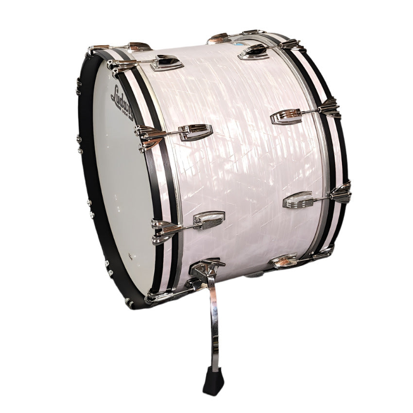 Used Ludwig Classic Maple Bass Drum 22x14 70s White Marine Pearl - Excellent - Drum Center Of Portsmouth