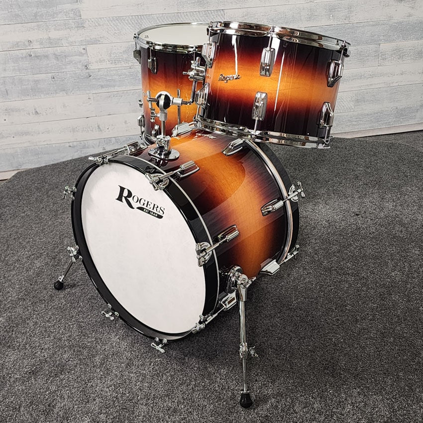 Used Rogers Powertone 3pc Drum Set Vintage Sunburst Lacquer - Good - Drum Center Of Portsmouth