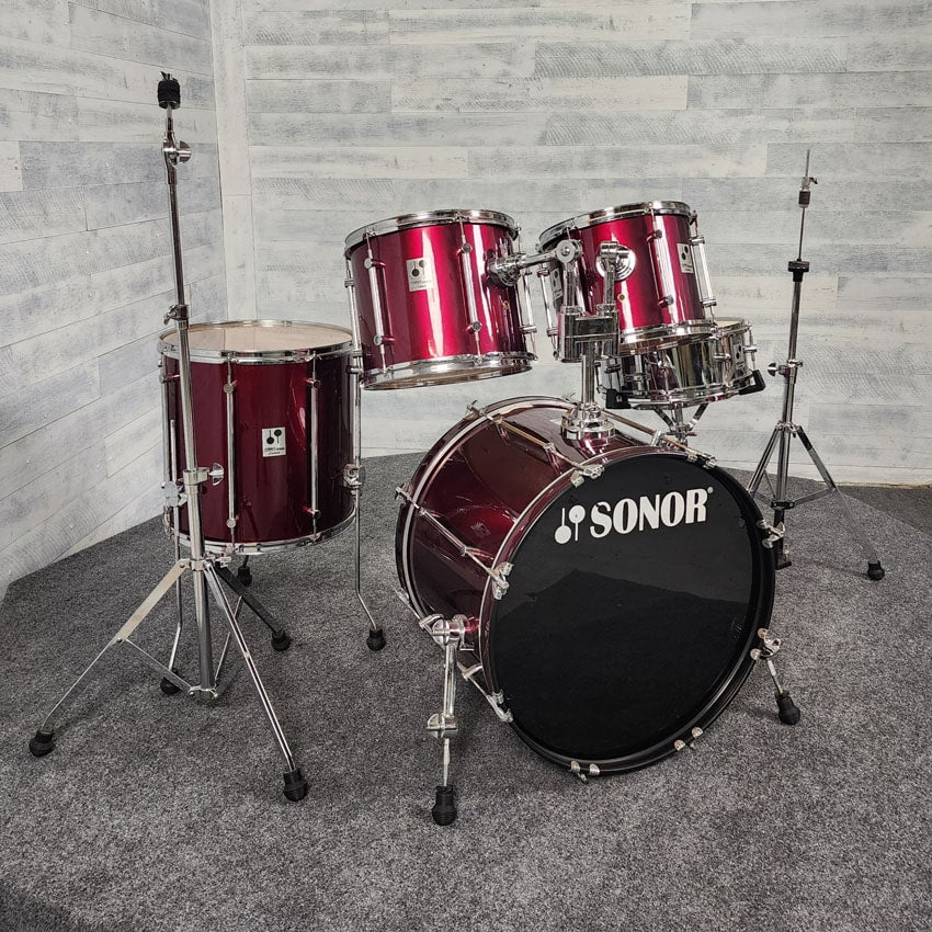 Used Sonor Force 2001 5pc Drum Set w/Hardware, Wine Red - Good - Drum Center Of Portsmouth