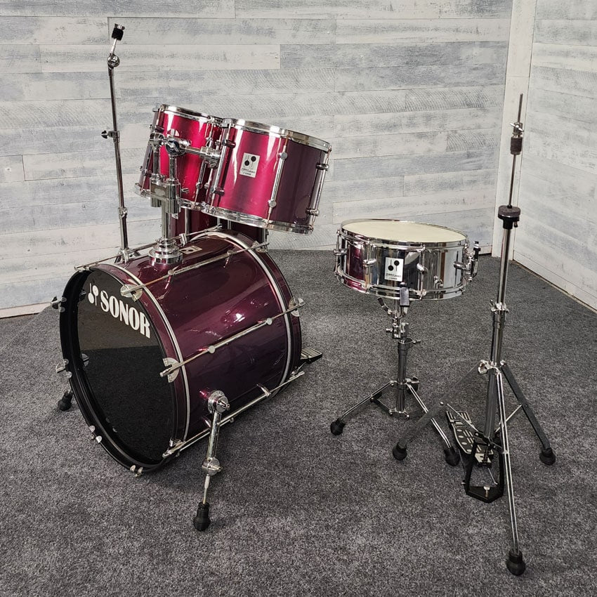 Used Sonor Force 2001 5pc Drum Set w/Hardware, Wine Red - Good - Drum Center Of Portsmouth