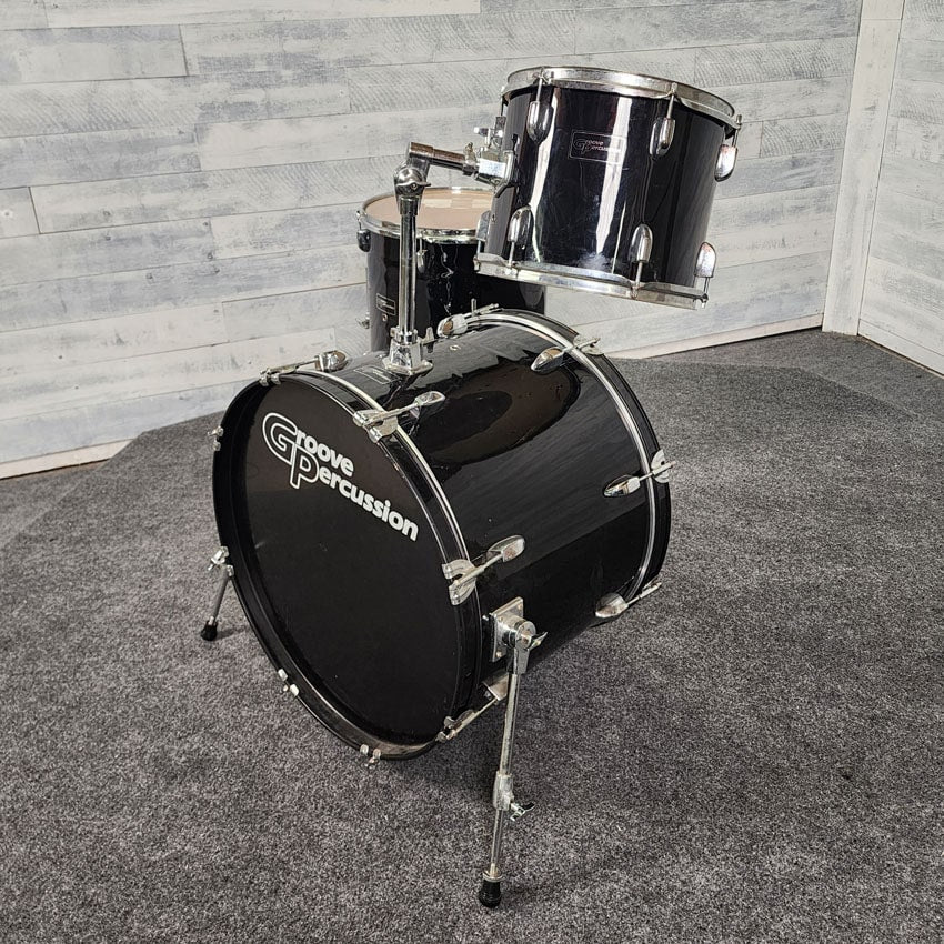 Used Groove Percussion 3pc Drum Set Black Wrap - Fair - Drum Center Of Portsmouth