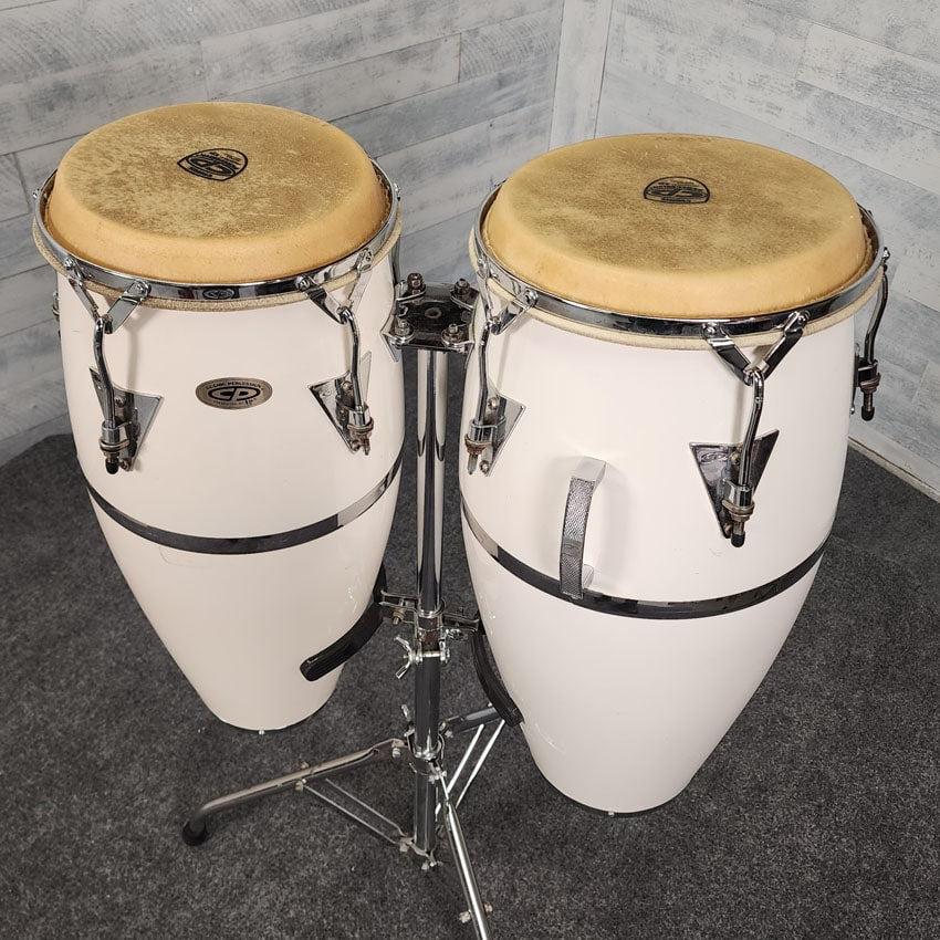 Used CP Cosmic Percussion Fiberglass Conga Pair 10" & 11" w/Stand - Good - Drum Center Of Portsmouth