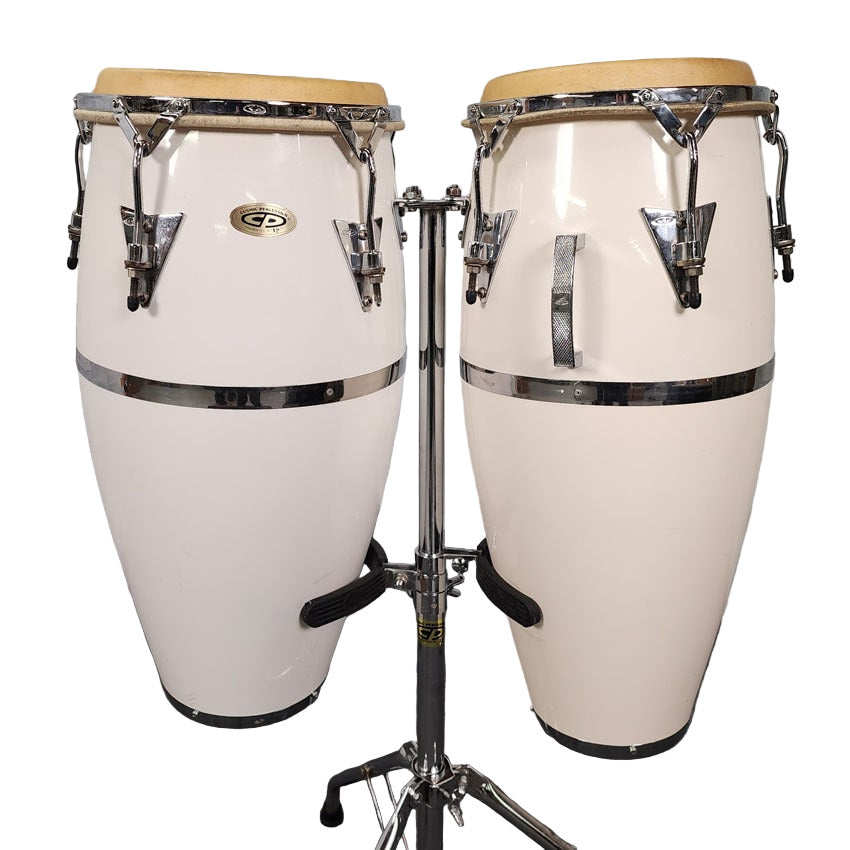 Used CP Cosmic Percussion Fiberglass Conga Pair 10" & 11" w/Stand - Good - Drum Center Of Portsmouth