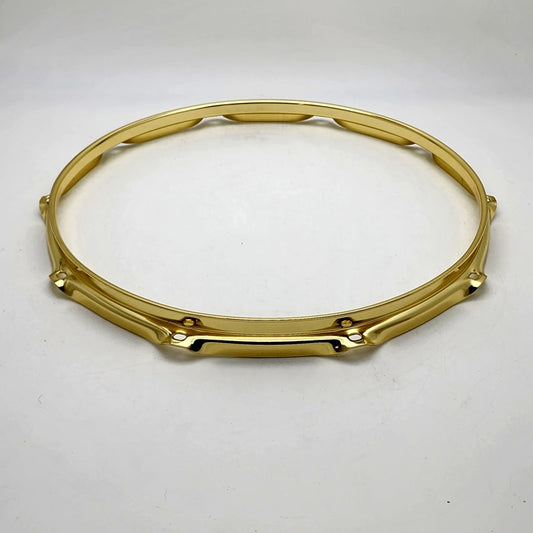 Used Triple Flanged Batter Hoop 14" 10-Lug Brass Plated - Excellent - Drum Center Of Portsmouth