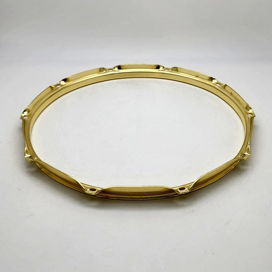 Used Triple Flanged Batter Hoop 14" 10-Lug Brass Plated - Excellent - Drum Center Of Portsmouth