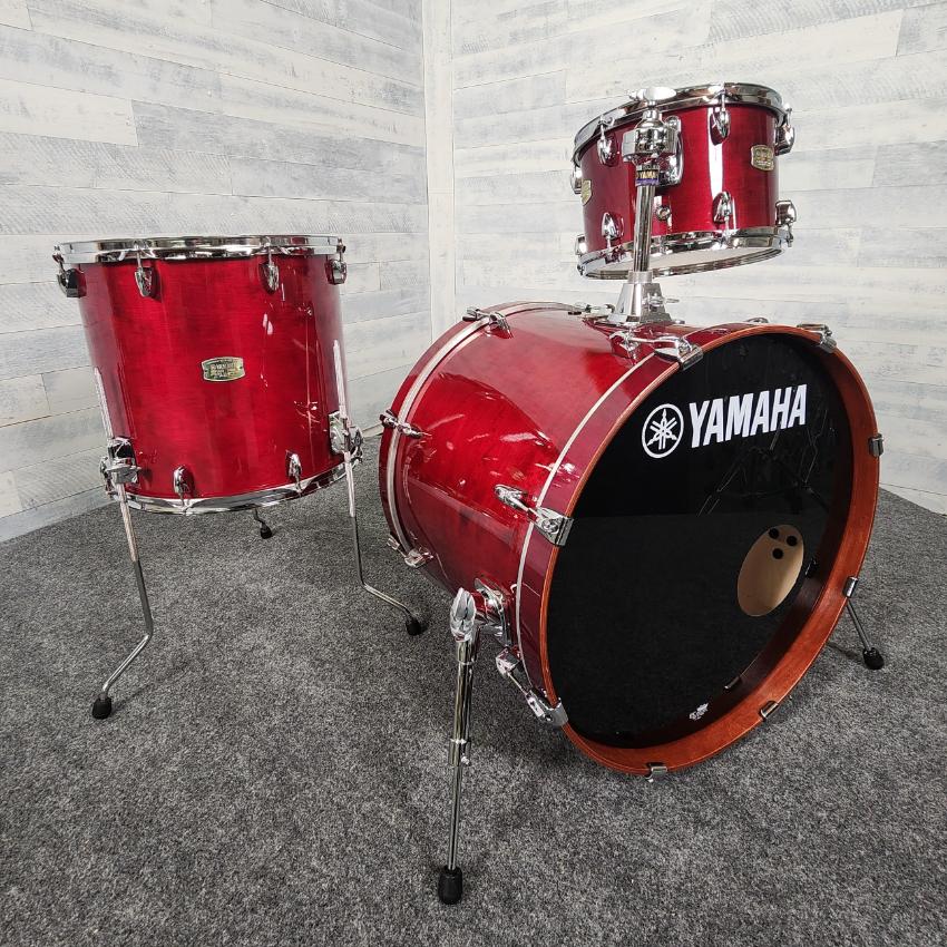 Used Yamaha Stage Custom Birch 3pc Drum Set Cranberry Red - Very Good - Drum Center Of Portsmouth