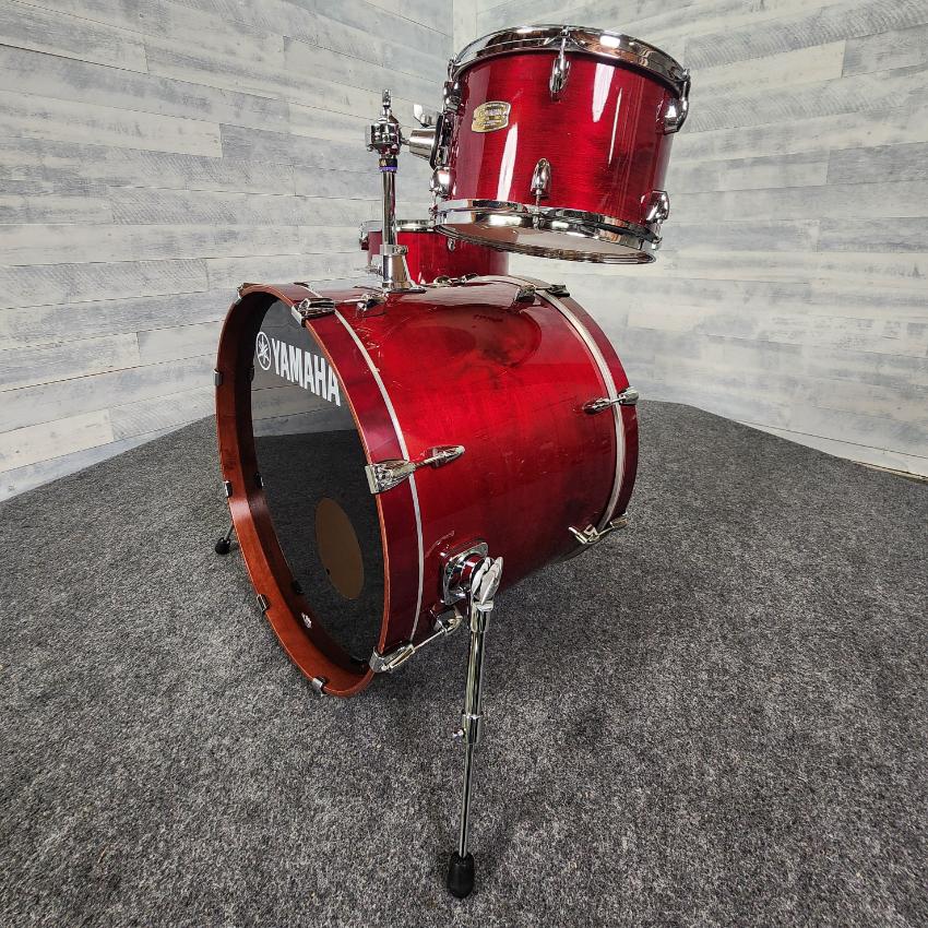 Used Yamaha Stage Custom Birch 3pc Drum Set Cranberry Red - Very Good - Drum Center Of Portsmouth