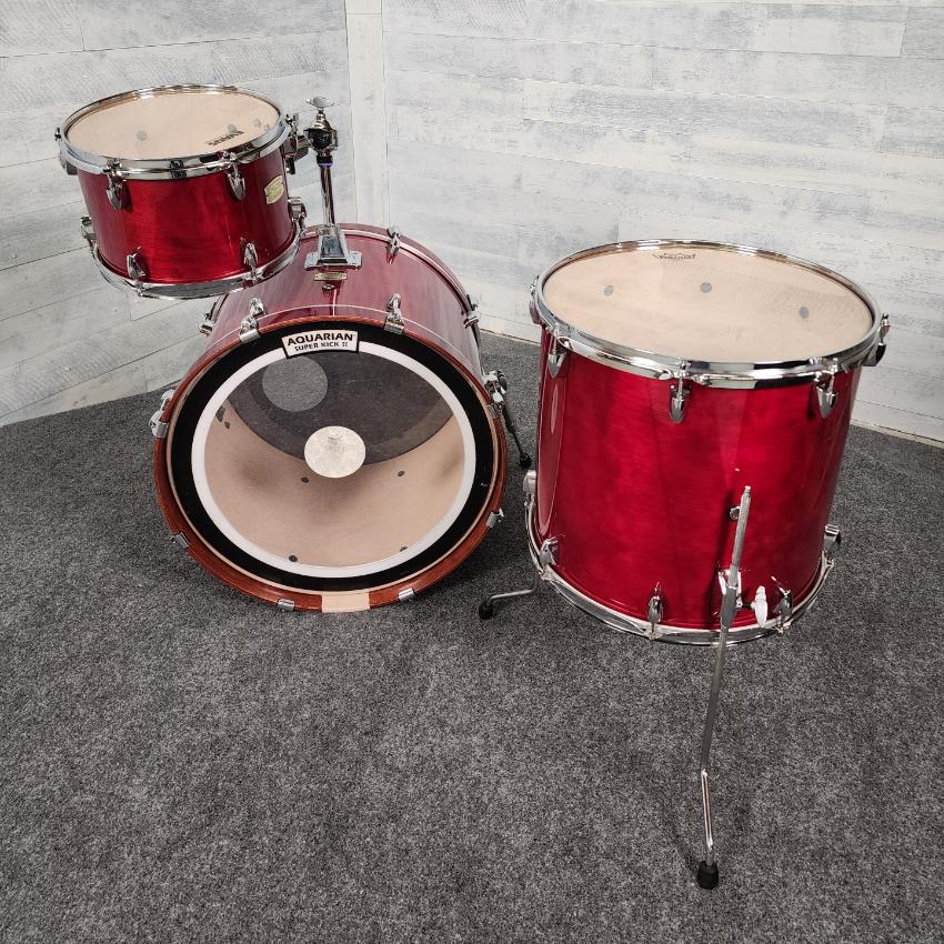 Used Yamaha Stage Custom Birch 3pc Drum Set Cranberry Red - Very Good - Drum Center Of Portsmouth