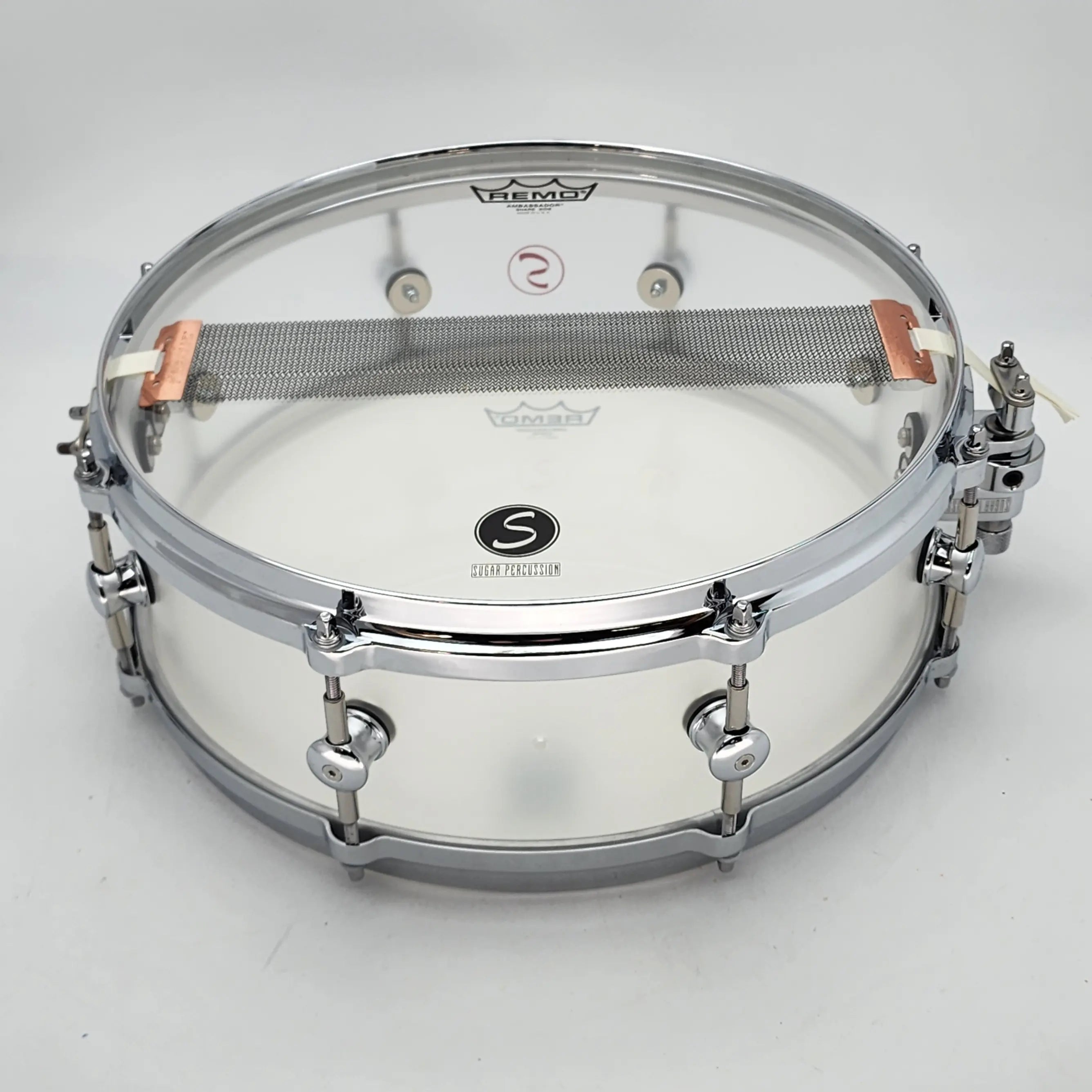 Used Sugar Percussion Acrylic Snare Drum 14x5 Frosted - Very Good - Drum Center Of Portsmouth