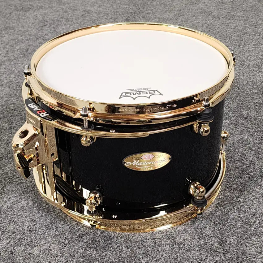Pearl Masterworks 8pc Drum Set Piano Black w/Gold Hardware - Excellent - Drum Center Of Portsmouth