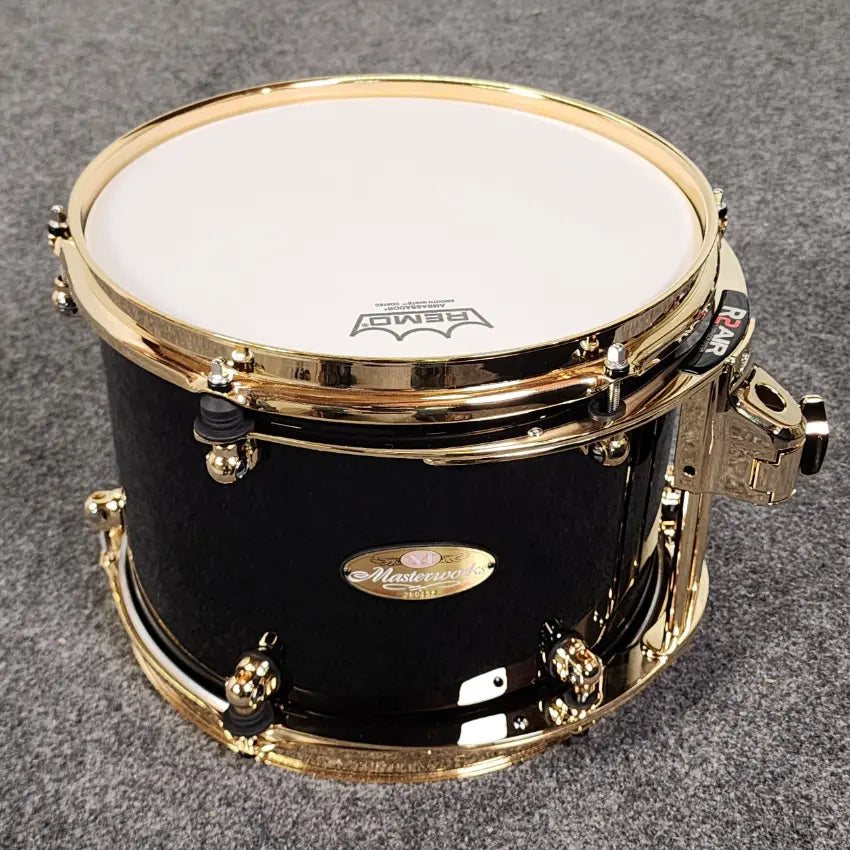 Pearl Masterworks 8pc Drum Set Piano Black w/Gold Hardware - Excellent - Drum Center Of Portsmouth