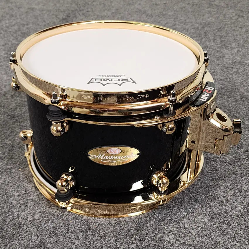 Pearl Masterworks 8pc Drum Set Piano Black w/Gold Hardware - Excellent - Drum Center Of Portsmouth