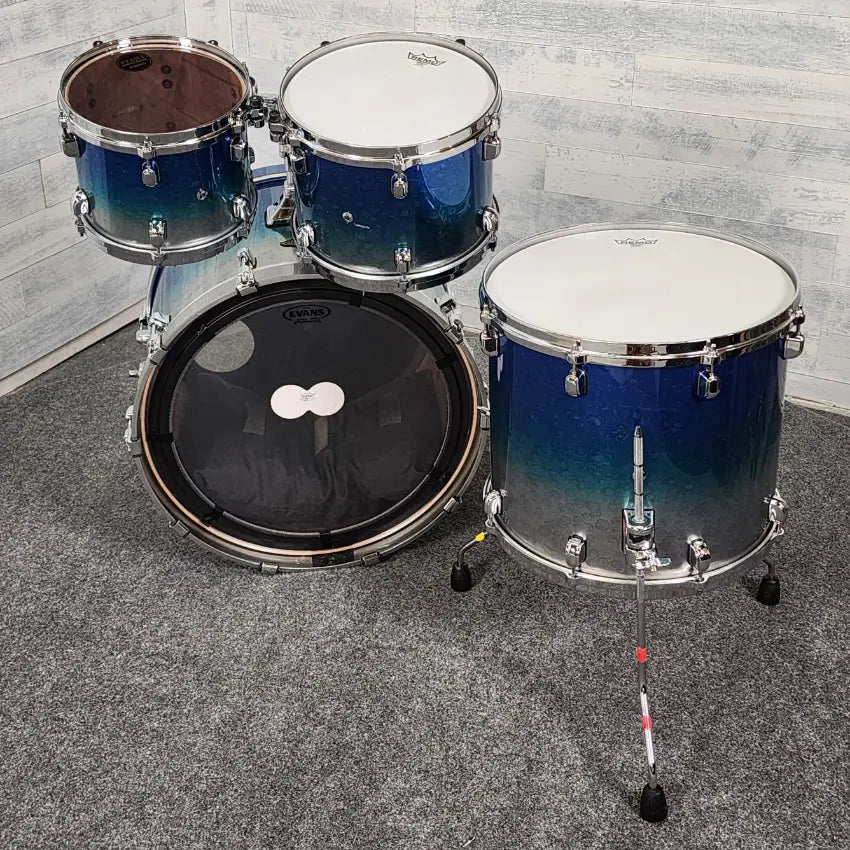 Used Tama Starclassic Walnut/Birch 4pc Drum Set Molten Blue Ice Fade - Good - Drum Center Of Portsmouth