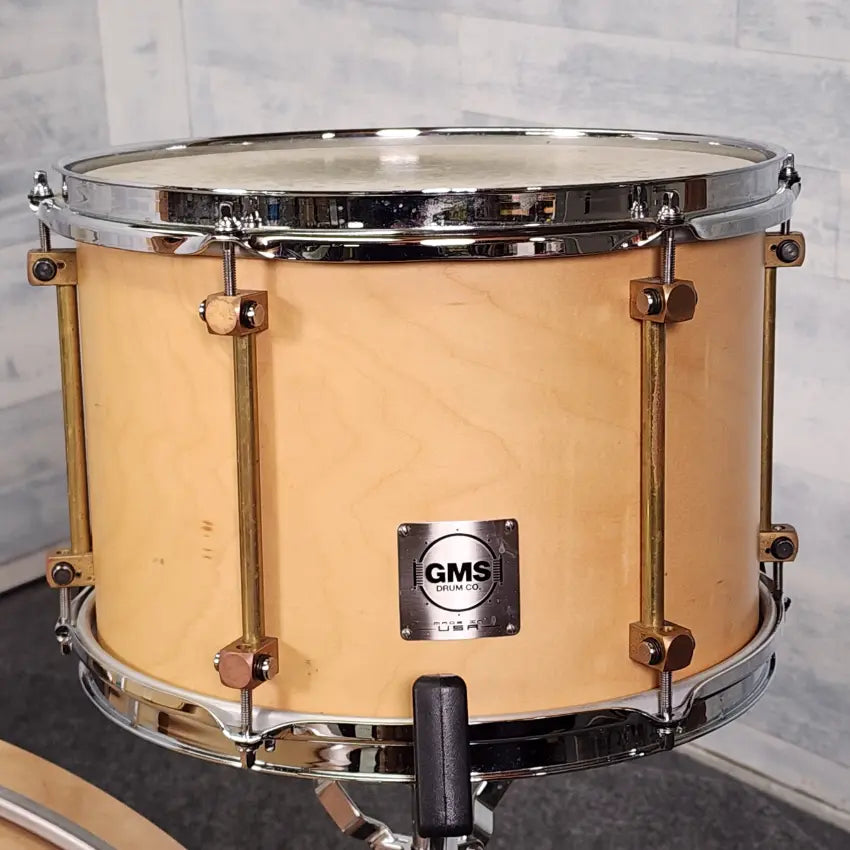 Used GMS Grand Master 4pc Drum Set Satin Natural w/Raw Brass Hw - Very Good - Drum Center Of Portsmouth