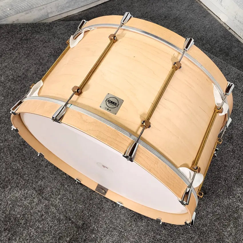 Used GMS Grand Master 4pc Drum Set Satin Natural w/Raw Brass Hw - Very Good - Drum Center Of Portsmouth