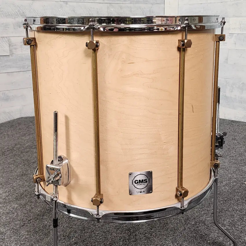 Used GMS Grand Master 4pc Drum Set Satin Natural w/Raw Brass Hw - Very Good - Drum Center Of Portsmouth