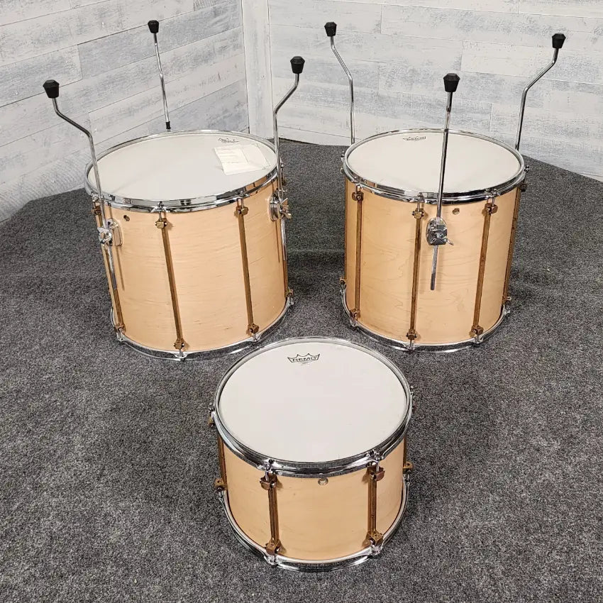Used GMS Grand Master 4pc Drum Set Satin Natural w/Raw Brass Hw - Very Good - Drum Center Of Portsmouth