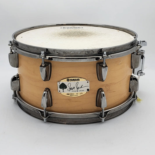 Used Yamaha Steve Jordan Signature Snare Drum 13x6.5 Satin Natural - Fair - Drum Center Of Portsmouth