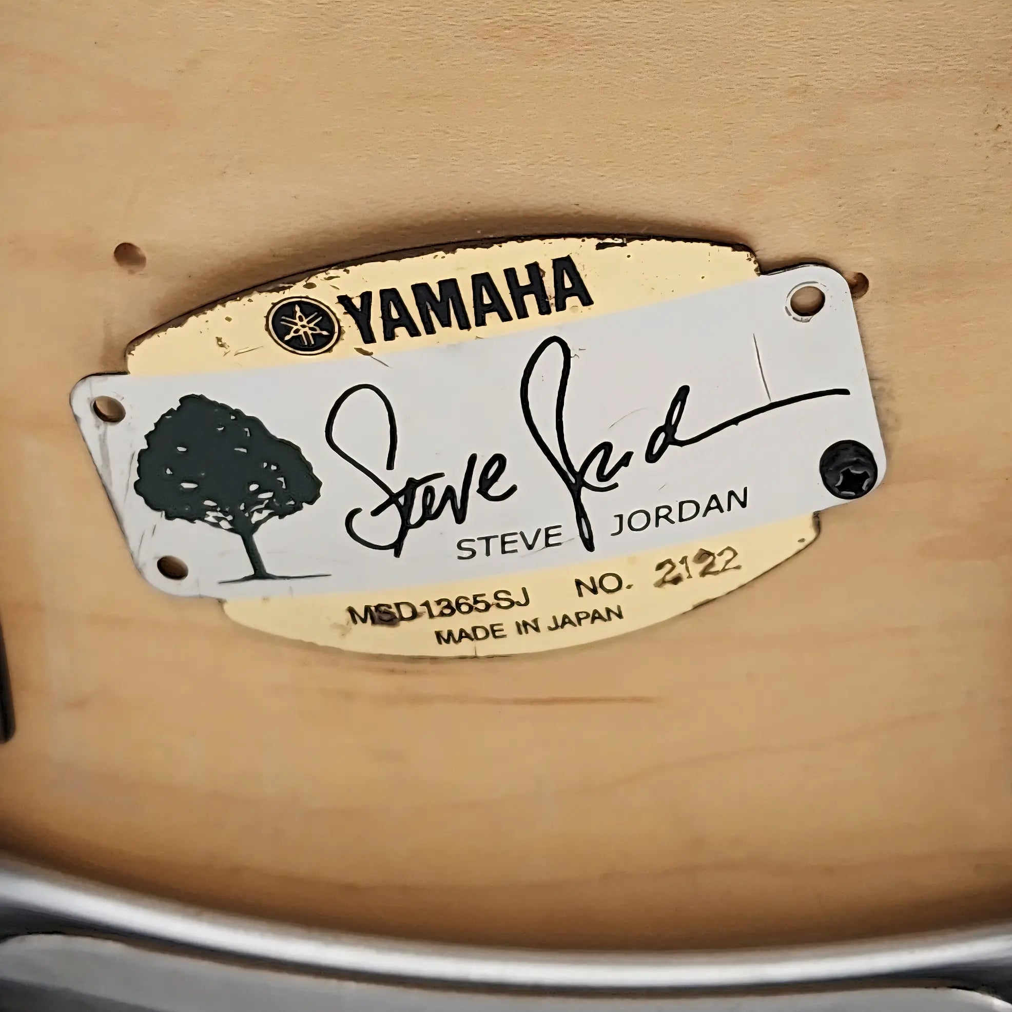 Used Yamaha Steve Jordan Signature Snare Drum 13x6.5 Satin Natural - Fair - Drum Center Of Portsmouth